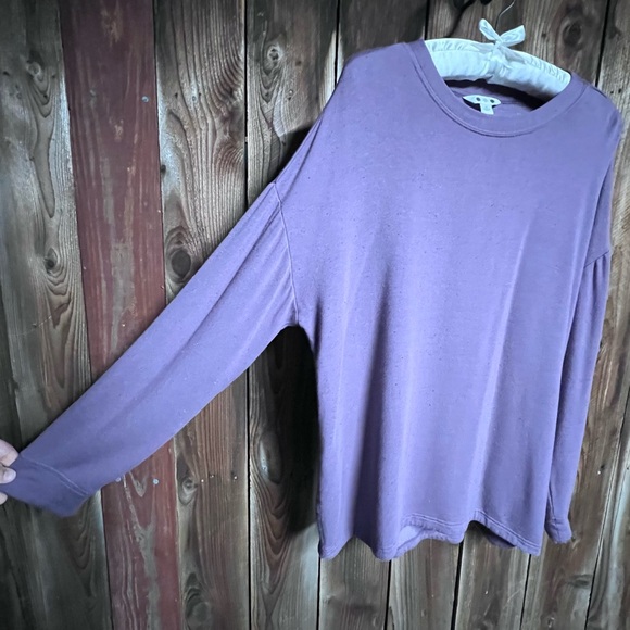 Three Dots Purple Speckled Fuzzy Cozy Comfy Loungewear Pullover Sweatshirt Sz M - Picture 4 of 8